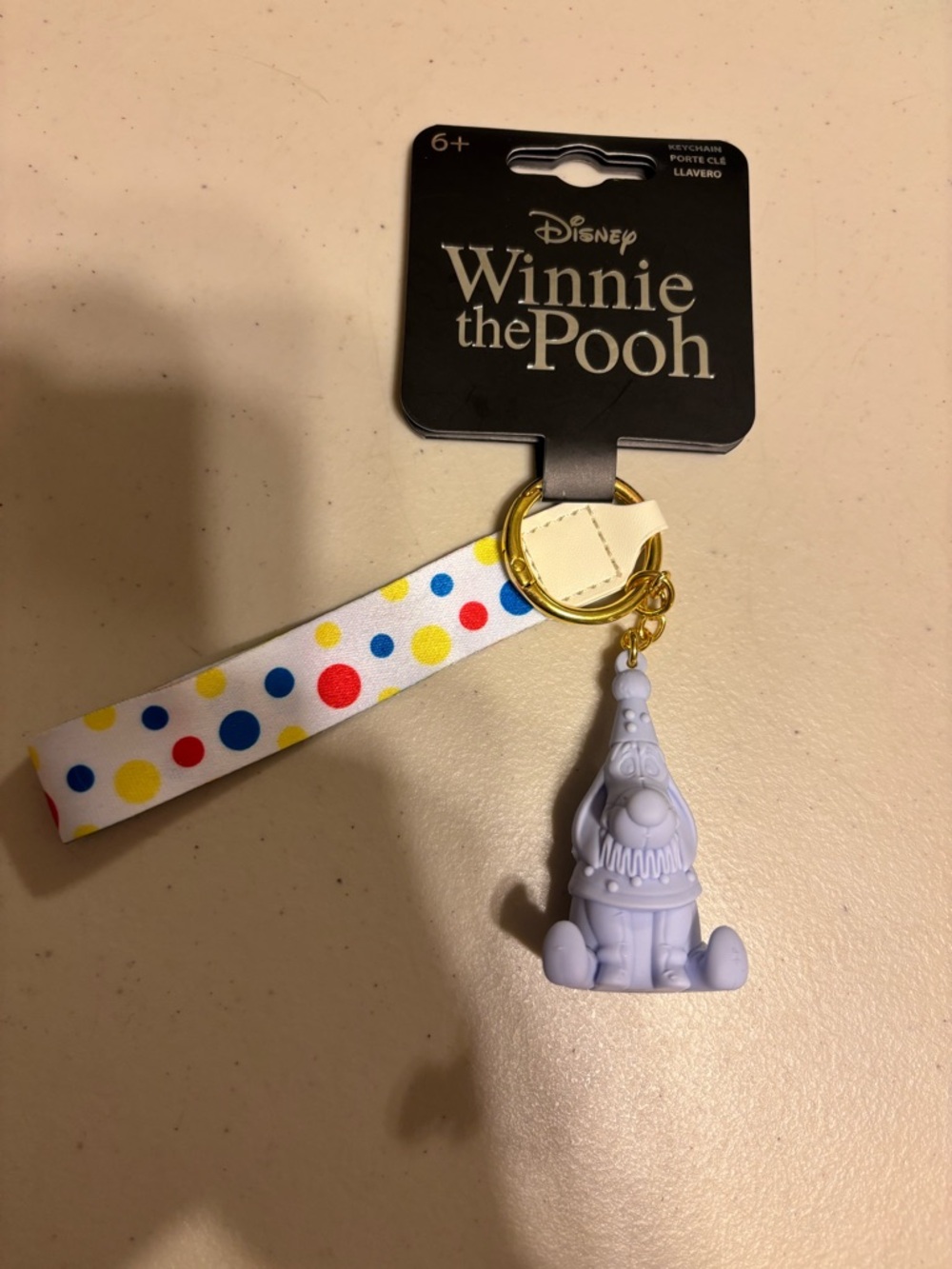 Disney Lavender eeyore Wristlet Keychain with Polka Dot Strap